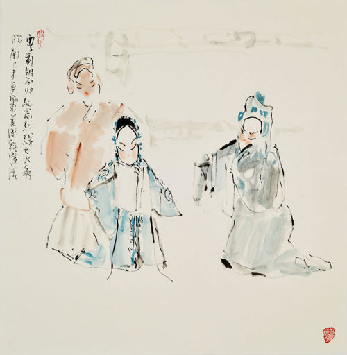 “红豆墨韵”表现广东戏剧人品格 旅美画家首创粤剧《林则徐禁烟》戏画